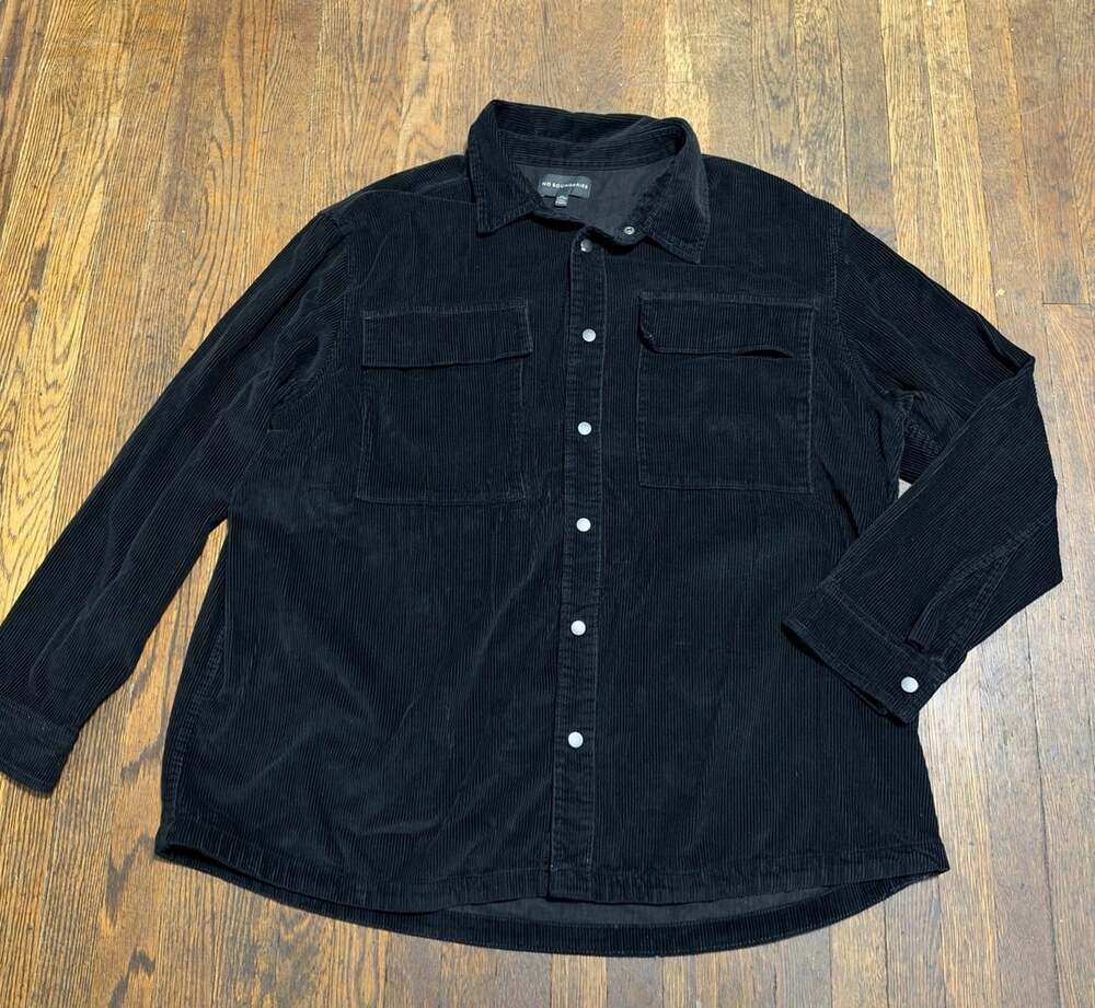 No Boundaries Corduroy Shacket Size 3XL Black Button-Up Pocket jacket